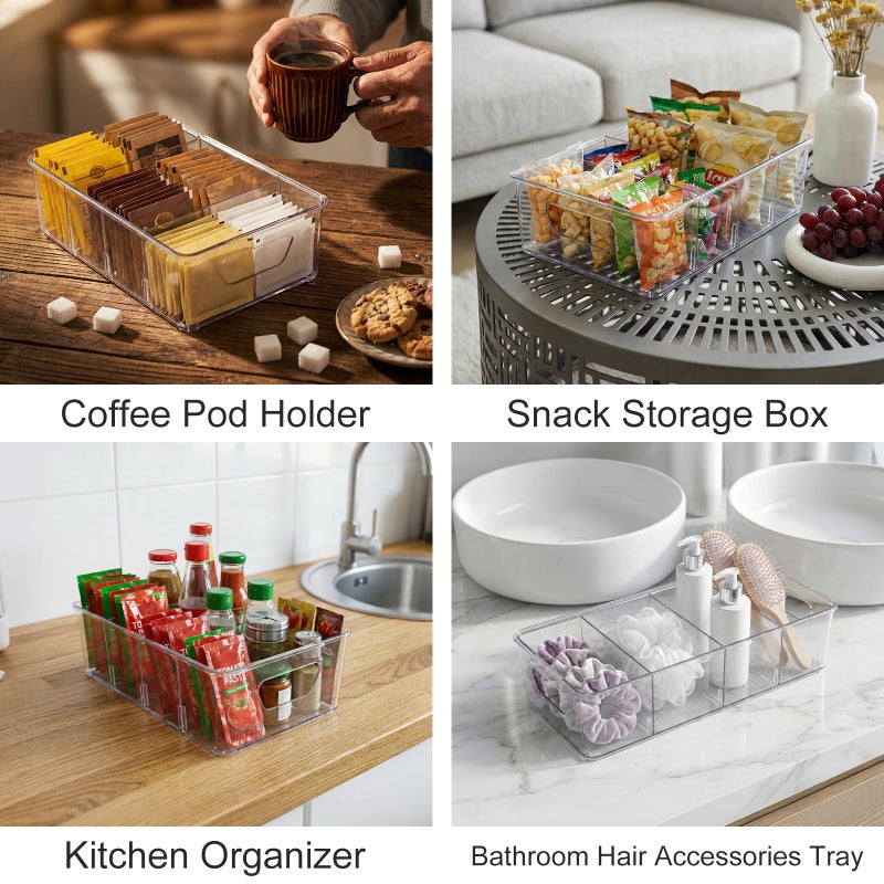 Wiojtry 2 Pcs Seasoning Packet Organizer, Seasoning Organizer for Cabinet, Ood Storage Organizer Box with Detachable Dividers Snacks Spice Packets organizer for Kitchen, Pantry, Cabinet, Countertop - Image 4