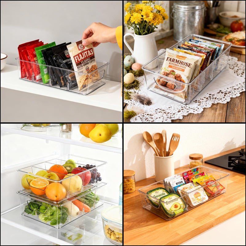 Wiojtry 2 Pcs Seasoning Packet Organizer, Seasoning Organizer for Cabinet, Ood Storage Organizer Box with Detachable Dividers Snacks Spice Packets organizer for Kitchen, Pantry, Cabinet, Countertop - Image 5
