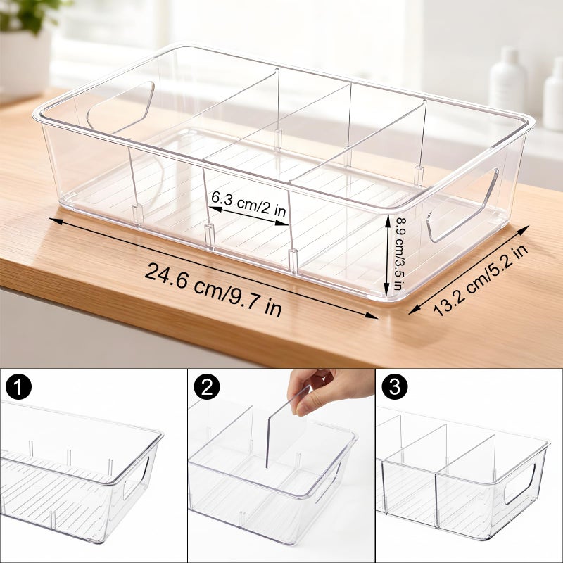 Wiojtry 2 Pcs Seasoning Packet Organizer, Seasoning Organizer for Cabinet, Ood Storage Organizer Box with Detachable Dividers Snacks Spice Packets organizer for Kitchen, Pantry, Cabinet, Countertop - Image 2