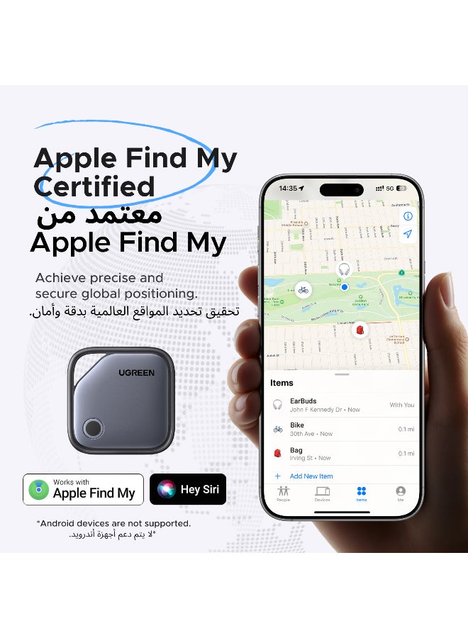 يو جرين FineTrack Airtag 4P Blutooth GPS Tracker Rechargeable Smart Tag Apple Cefitiated Perfect for Apple Find My(iOS Only) No Extra App & Fees Needed, Provicy Protecion, Suitable for Car, Luggage - Image 2