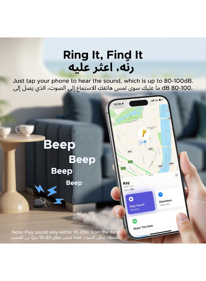 يو جرين FineTrack Airtag 4P Blutooth GPS Tracker Rechargeable Smart Tag Apple Cefitiated Perfect for Apple Find My(iOS Only) No Extra App & Fees Needed, Provicy Protecion, Suitable for Car, Luggage - Image 4