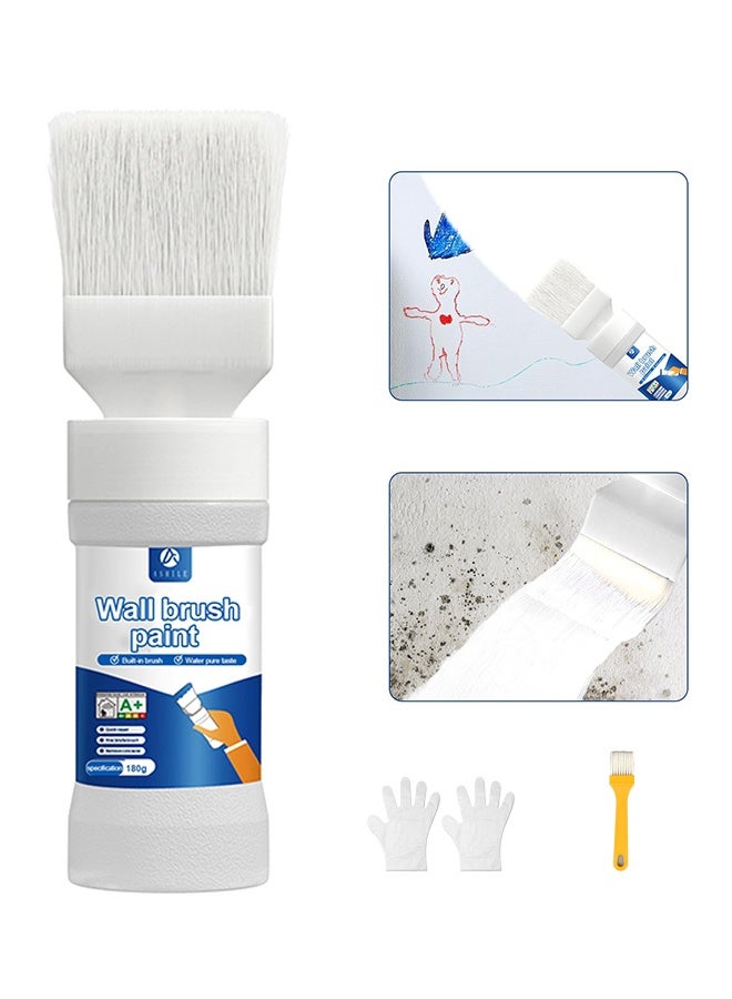 Small Brush Wall Repair Tool with White Paint - Eco-Friendly Latex White Paint & Touch-Up Brush Set, Best for Removing Wall Stains & Graffiti - Image 1