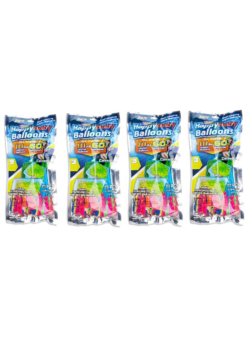 جوليتي إل إل سي مجموعة Happy Baby المكونة من 4 بالونات مائية ذاتية الغلق (444 بالونة مائية) بالونات فورية سهلة التعبئة وسريعة مع متعة الرش في 60 ثانية - تعبئة سريعة لحفلات الأطفال