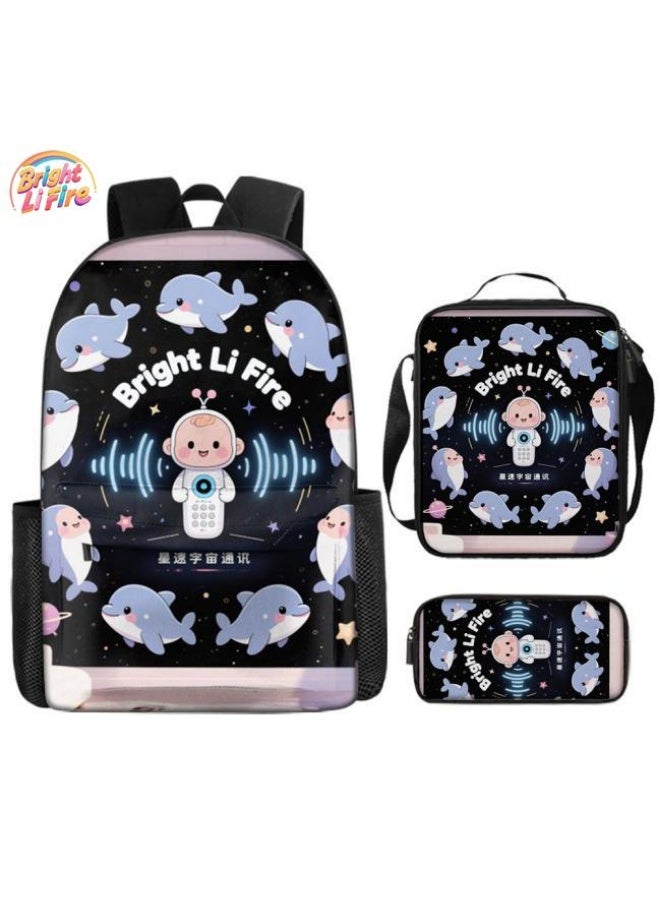 Bright Li Fire Cartoon bag three-piece set, easy to deal with various occasions (available for students, children, friends on outings, mountain climbing, schooling, etc.) | Shoulders + handbags + stationery bags | Back to school season/festival gifts - 8 - Image 1