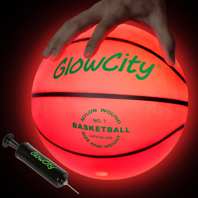 GlowCity Glow in The Dark Basketball Size 7 Light Up Ball for Teen Boys Gifts Adults Red Glow for Outdoor Games Sports Birthday Gift Ideas for Boys Ages 12 13 14 15 Basketball Gear Accessories - Image 2