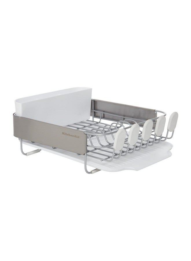 KitchenAid رف صحون قابل للتوسيع من كيتشن إيد، مقاوم للصدأ، مع لوح تصريف مائل وقابل للإزالة لحامل أدوات المائدة، 23.18 بوصة، رمادي - Image 1