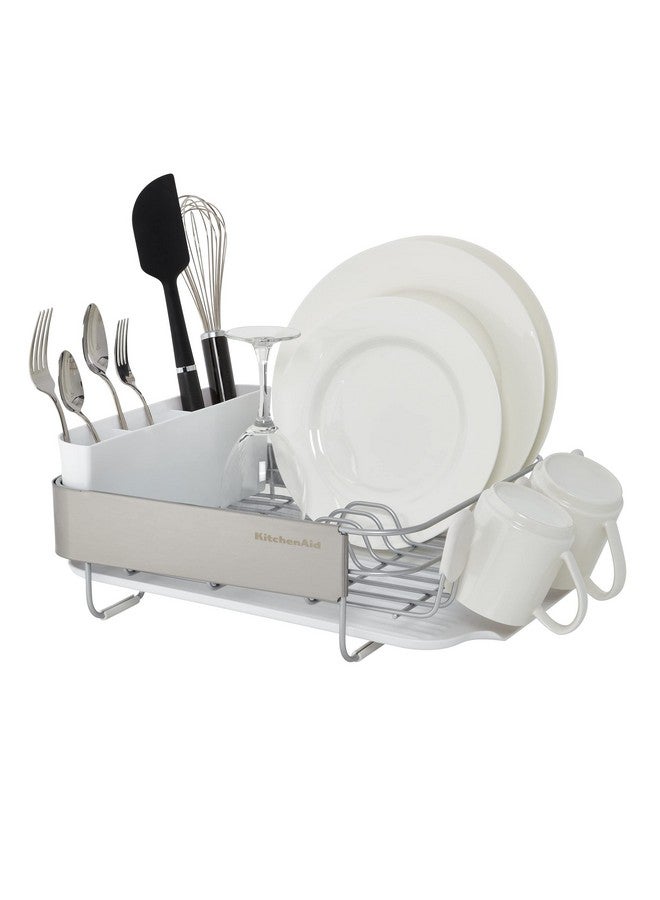 KitchenAid رف صحون قابل للتوسيع من كيتشن إيد، مقاوم للصدأ، مع لوح تصريف مائل وقابل للإزالة لحامل أدوات المائدة، 23.18 بوصة، رمادي - Image 3