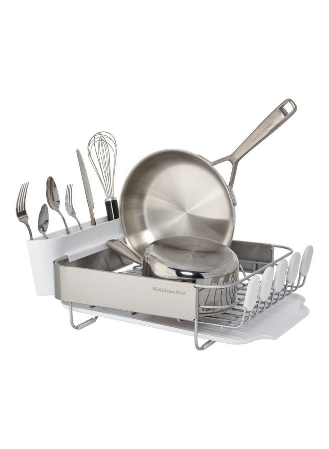 KitchenAid رف صحون قابل للتوسيع من كيتشن إيد، مقاوم للصدأ، مع لوح تصريف مائل وقابل للإزالة لحامل أدوات المائدة، 23.18 بوصة، رمادي - Image 2