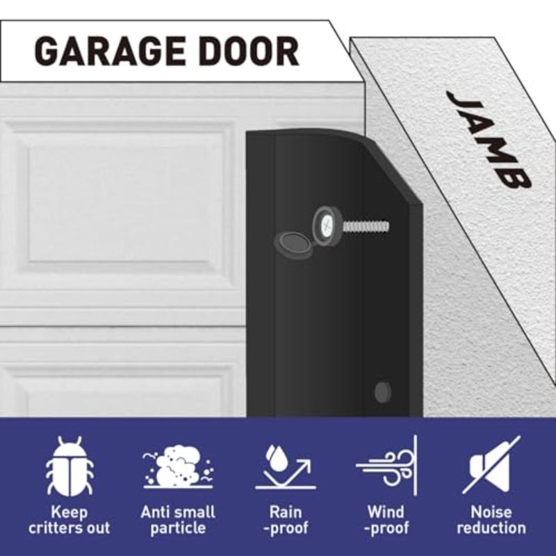 Garage Door Seal Top and Side Seal Strip 34Feet Adhesive Backed Rubber Weather Stripping Replacement Weatherproofing Universal Sealing Professional - Image 5