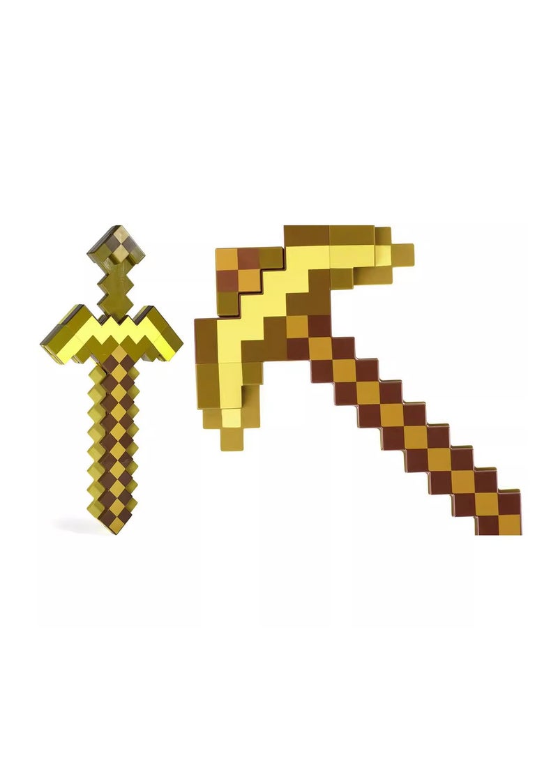 Game Toy Sword Transforming Diamond Sword  Pick-Axe 2-in-1 Toy Accessory, Foam Sword Pickaxe and Axe for Role-Play  Costumes - Image 1