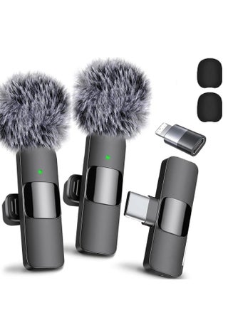 Wireless Lavalier Microphone For Type-C Phones - Plug And Play Wireless Microphone With 2 Microphones For Usb-C Android Phones And Iphones Video Recording - Interviews - Vlog - Auto Sync And Noise Reduction - 2.4 Ghz - Black - view 2