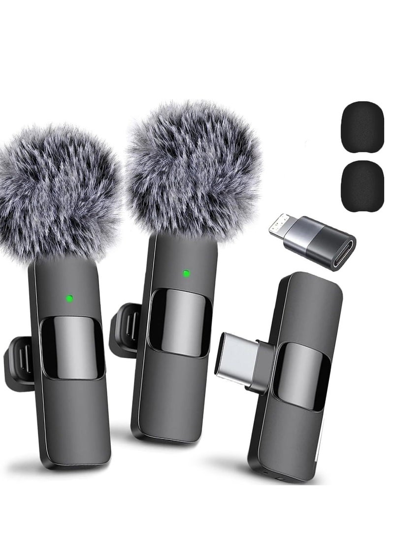 Wireless Lavalier Microphone For Type-C Phones - Plug And Play Wireless Microphone With 2 Microphones For Usb-C Android Phones And Iphones Video Recording - Interviews - Vlog - Auto Sync And Noise Reduction - 2.4 Ghz - Black  - Image 2