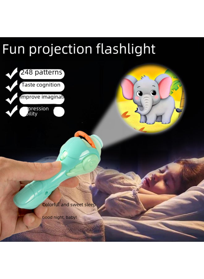 Children's Projection Flashlight Toy Early Education Recognition Dinosaur Pattern Animal Pattern 80 Patterns Educational Toy-Color:Blue Flashlight +6 Cards (OPP Bag)  - Image 4