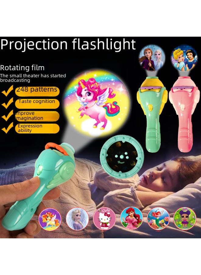 Children's Projection Flashlight Toy Early Education Recognition Dinosaur Pattern Animal Pattern 80 Patterns Educational Toy-Color:Blue Flashlight +6 Cards (OPP Bag)  - Image 5