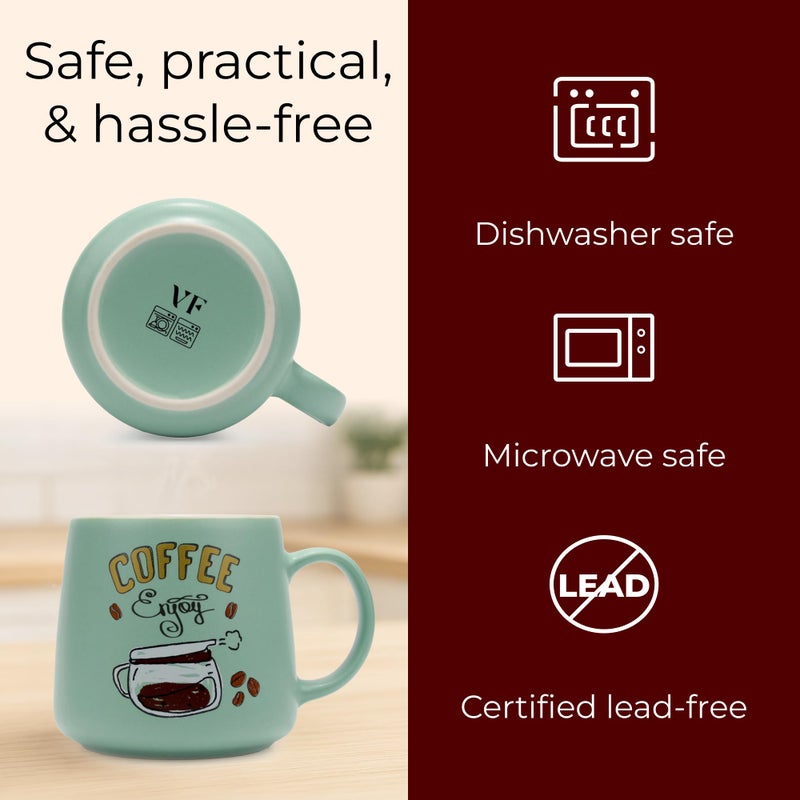 VIN FRESCO 12 oz Ceramic Coffee Mug Microwave Safe with Wide Bottom - Dishwasher Safe Coffee Cup - Thick and Cozy Mug for Coffee, Tea, Hot Chocolate, and More (Green) - Image 5