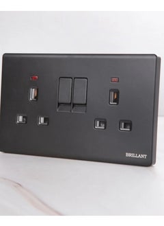 BRILLANT 5pcs Dual 13Amp Plug Modern Brilliant Black  - Image 1