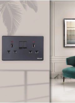 BRILLANT 5pcs Dual 13Amp Plug Modern Brilliant Black  - Image 2