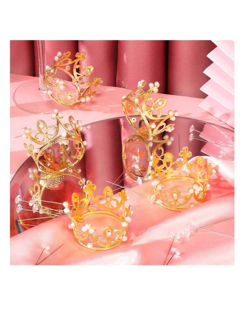 Y&D Mini Crown Cake Topper, 20Pcs Tiara Birthday 100 Pcs Bouquet Wedding Corsages Pins, for Boy Girl Bridal Wedding, Baby Shower, Party Supplies Decor  - Image 4