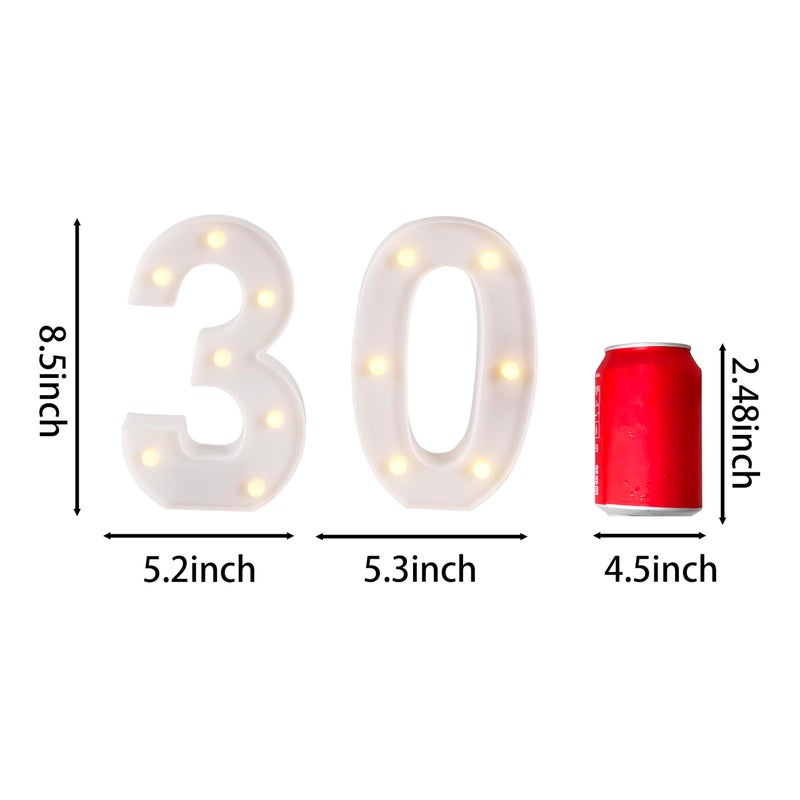Funsky 30th Birthday Decorations for Her Him,30th Birthday Centerpieces Table Decorations for Women Men,Light Up Numbers 30 Sign for Party Backdrop Wall Decor for 30 Wedding Anniversary Decoration - Image 4