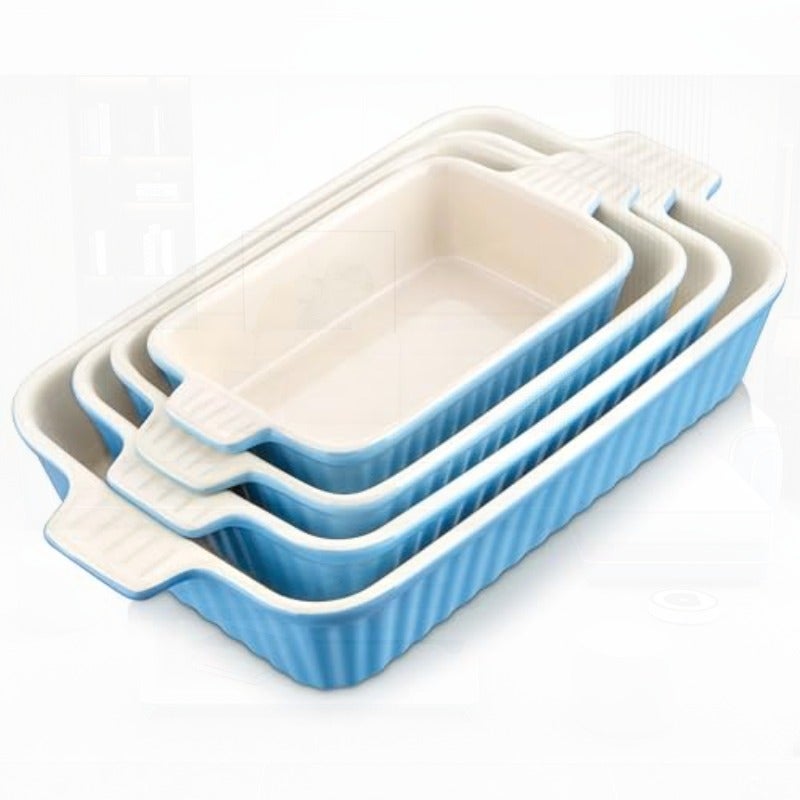 MALACASA Casserole Dishes for Oven Ceramic Bakeware Set of 4 Blue Deep Lasagna Pans for Versatile Use Durable Bakeware for Roasting Vegetable Gift Set Dishwasher Safe 9.4 11.1 12.2 14.7" - Image 1