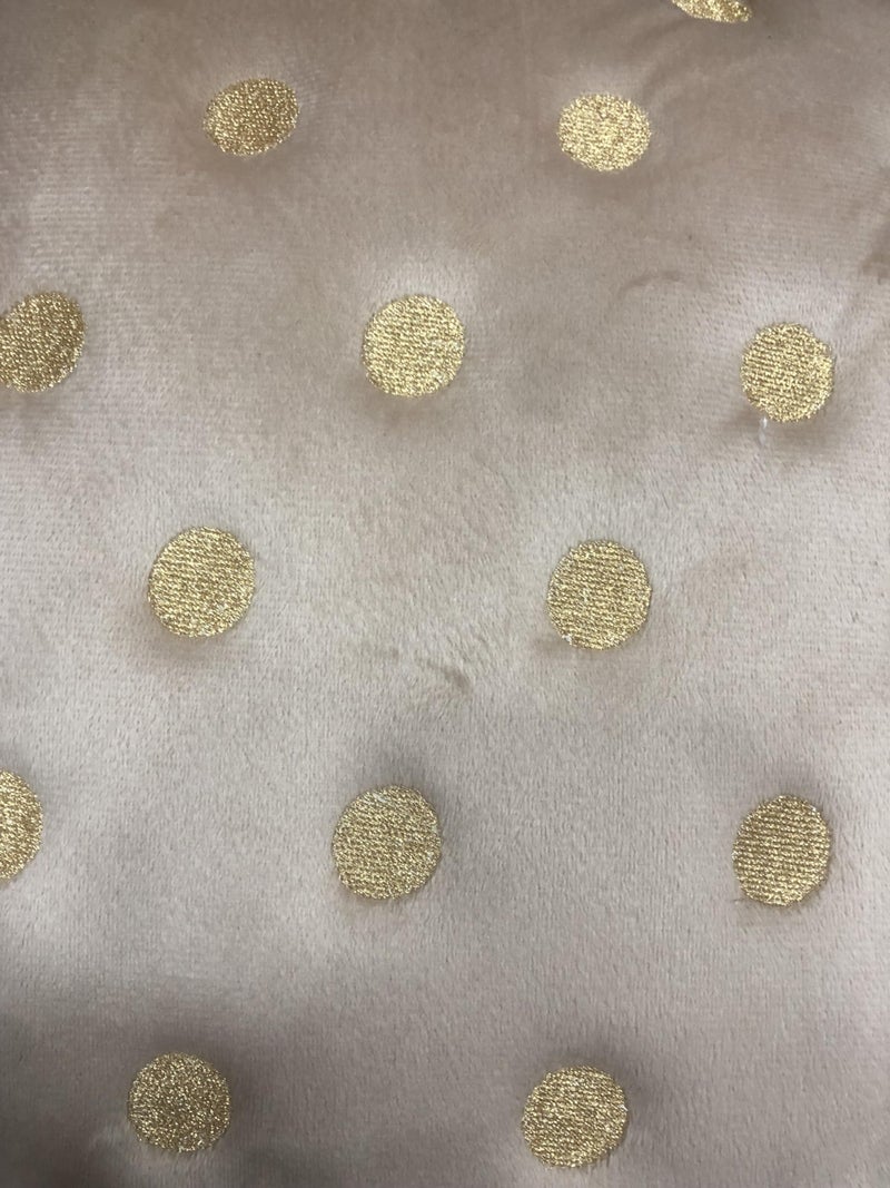 IM FAB Polka Emboridery Velvet Fabric Decorative Throw Cushion Cover 16X16 Set of 5 (Cream) - Image 2
