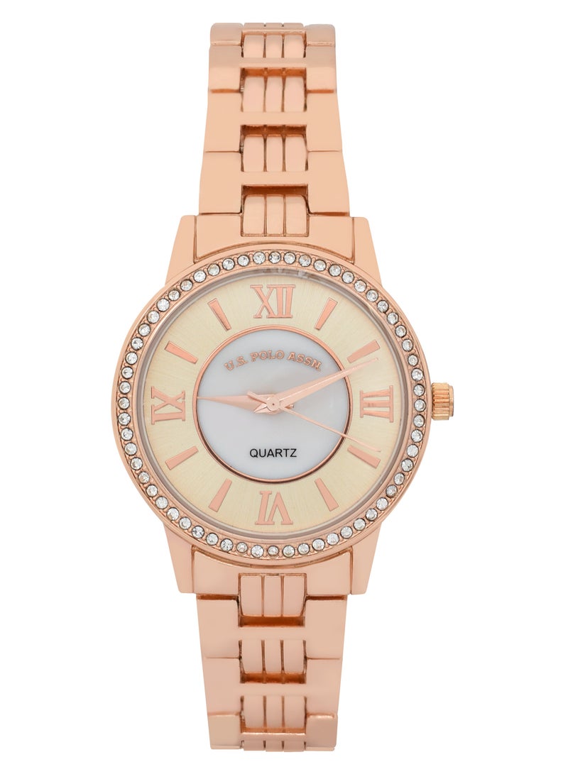 U.S. Polo Assn. U.S. Polo Assn. Women's Quartz Watch, Analog Display and Rose Gold Plated Set watch  - Image 2