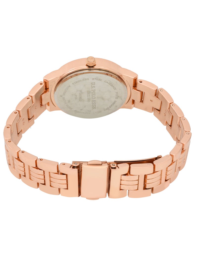 U.S. Polo Assn. U.S. Polo Assn. Women's Quartz Watch, Analog Display and Rose Gold Plated Set watch  - Image 5