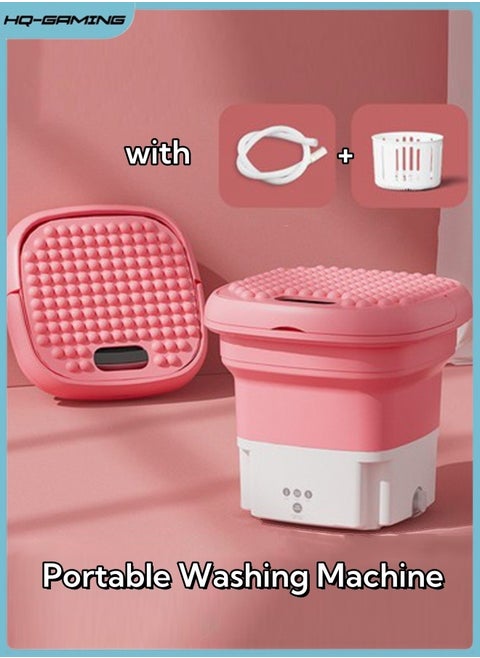 Portable Washing Machine Small Household Folding Automatic Ultrasonic Forward and Reverse Pulsator Elution Dual Purpose Imitation Hand Wash with Drain Hole Washing Machine