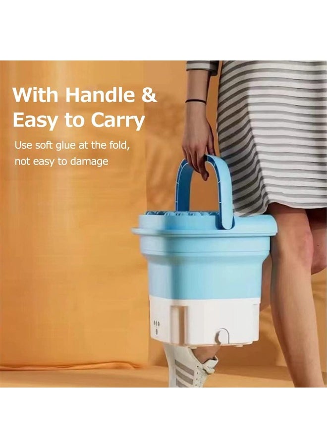 HQ-GAMING - Portable Washing Machine Small Household Folding Automatic Ultrasonic Forward and Reverse Pulsator Elution Dual Purpose Imitation Hand Wash with Drain Hole Washing Machine - Image 1