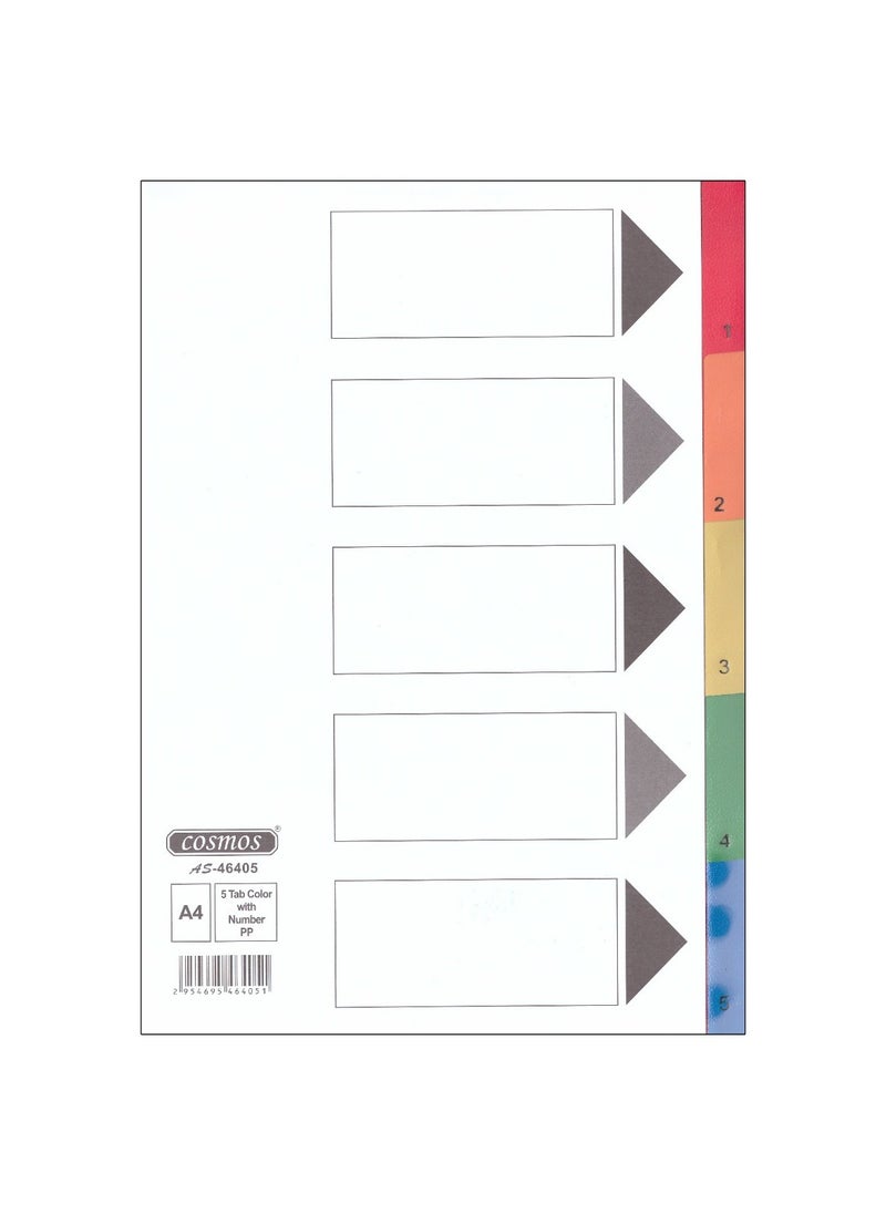COSMOS - COSMOS PVC INDEX DIVIDER 5 COLOR TABS WITHOUT NUMBER. 1X50PCS - Image 1