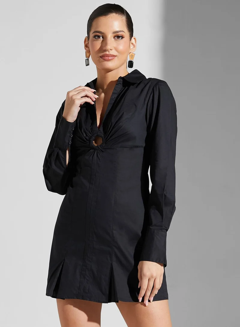 Finders Keepers Plunge Neck Shirt Dress