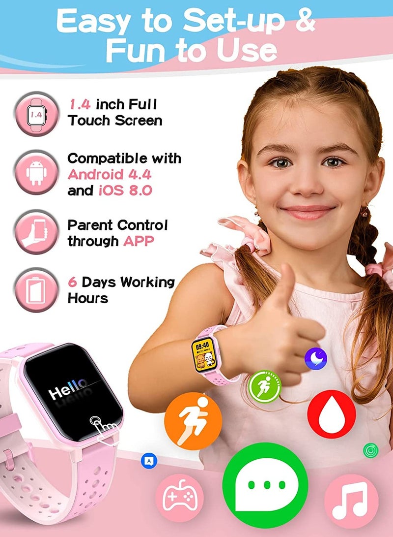 ZONEY Smart Watch for Kids Teens, No Phone Needed Fitness Tracker Boy Girls Watch with 19 Sport Modes, Pedometer, Sleep Monitor, Kids Watch Birthday Gifts Toy Gift for Girls Boys 6-16 (Pink) - Image 2