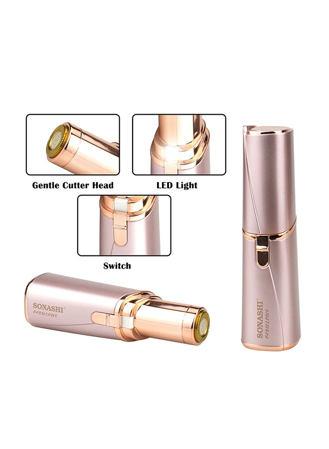 SONASHI Facial Hair Remover Battery Operated Instant And Painless Remover Gold Plated Head With InBuilt LED Light Black Tray And Plastic Hanging Loop  SLD-822 Gold - Image 4