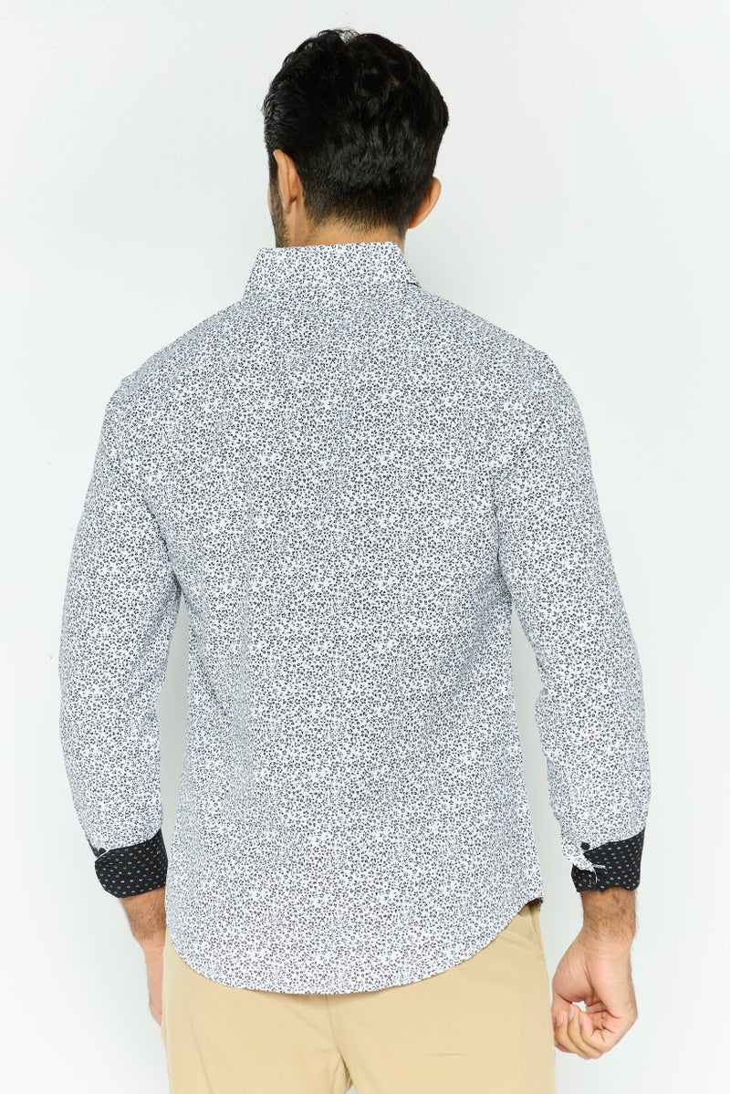 English Laundry قميص رجالي بأكمام طويلة بتصميم نحيف وطباعة شاملة، متعدد الألوان - Image 2