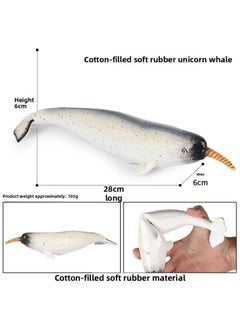Simulation Soft Glue Large Devil Fish Marine Manta Ray Model Soft Glue Cotton Children's Cognitive Early Education Great White Shark Toy-Color:JS Cotton-filled Soft Glue Narwhal