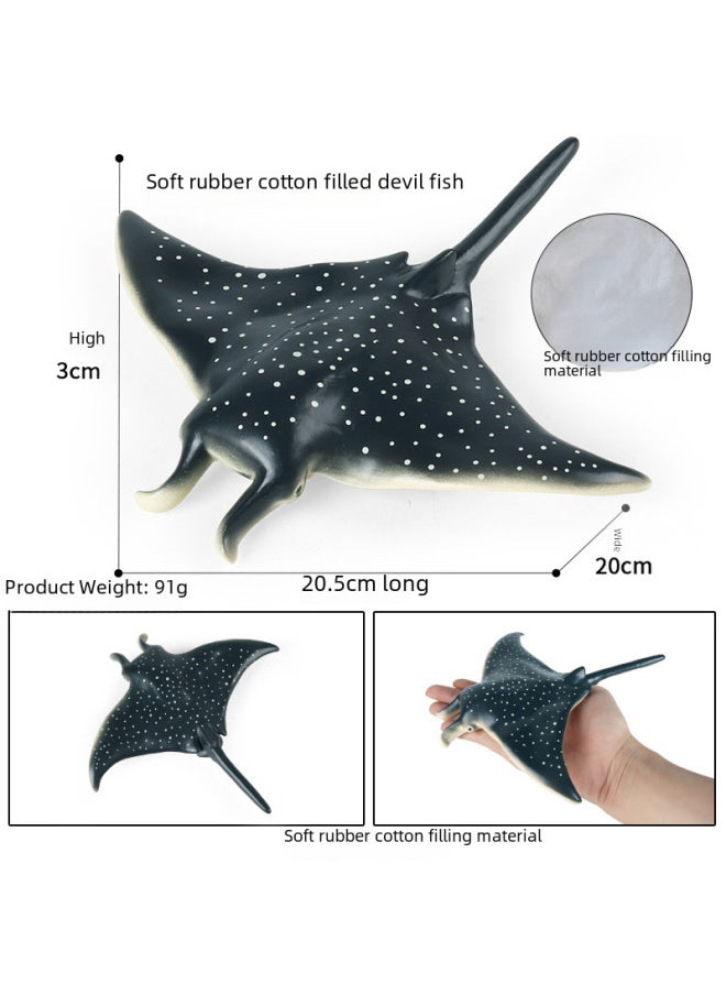 Generic - Simulation Soft Glue Large Devil Fish Marine Manta Ray Model Soft Glue Cotton Children's Cognitive Early Education Great White Shark Toy-Color:JS Cotton-filled Soft Glue Narwhal - Image 1