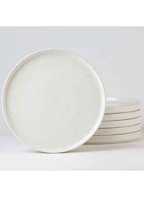 أطباق عشاء من الحجر الخزفي 6 قطع بحجم 26 سم، مقاومة للخدش، أطباق تقديم عصرية ريفية، بيضاء