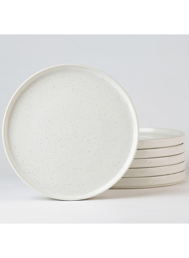 Famiware Nebula 6 Piece Stoneware Dinner Plates in 26 cm, Scratch Resistant, Modern Rustic Serving Dishes, White - Image 1