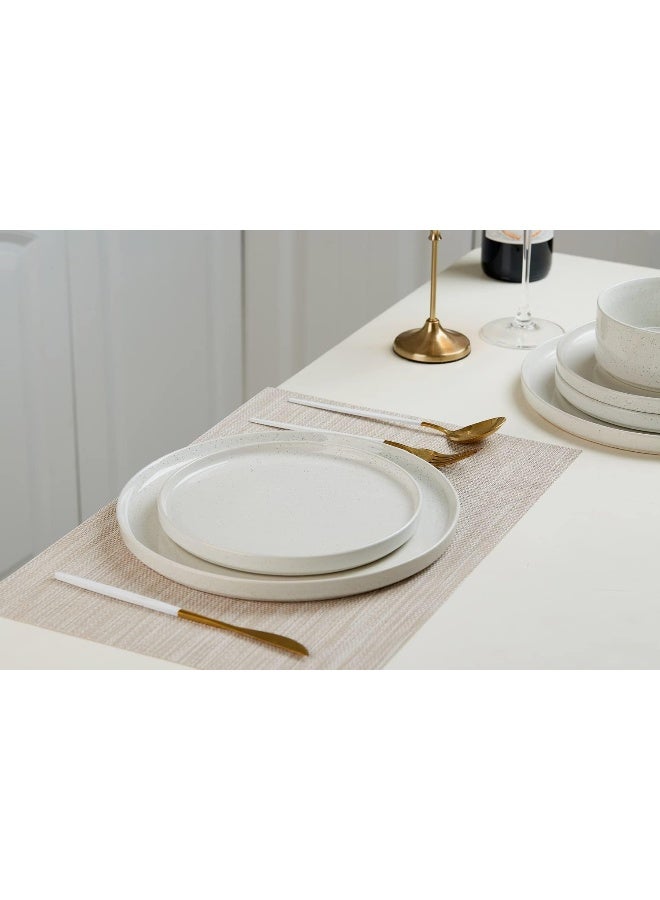 Famiware Nebula 6 Piece Stoneware Dinner Plates in 26 cm, Scratch Resistant, Modern Rustic Serving Dishes, White - Image 5