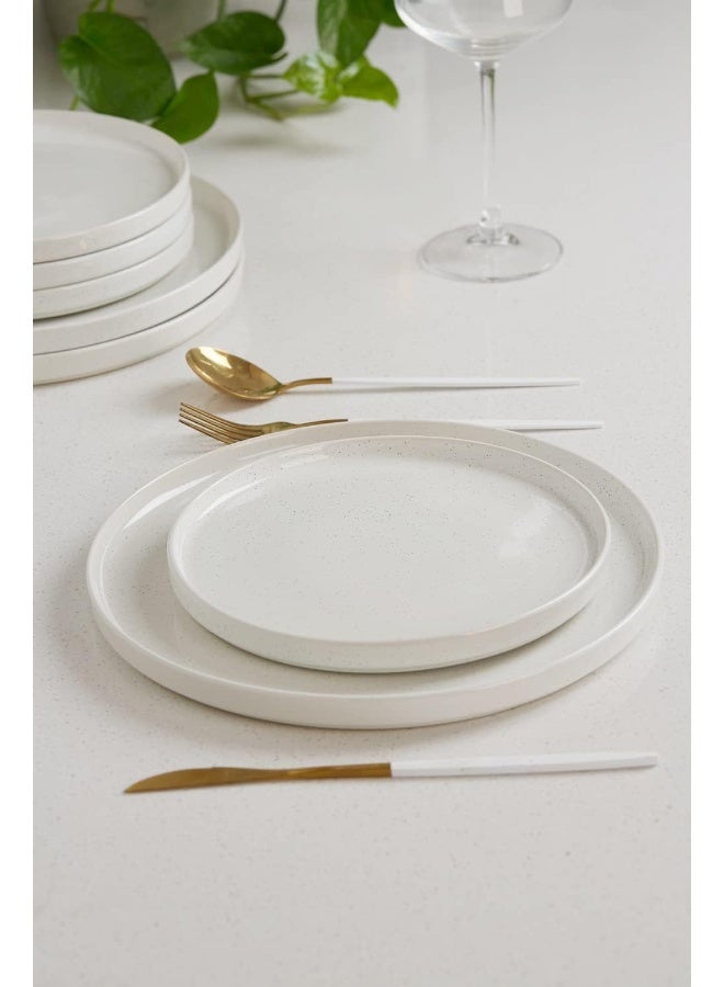 Famiware Nebula 6 Piece Stoneware Dinner Plates in 26 cm, Scratch Resistant, Modern Rustic Serving Dishes, White - Image 3