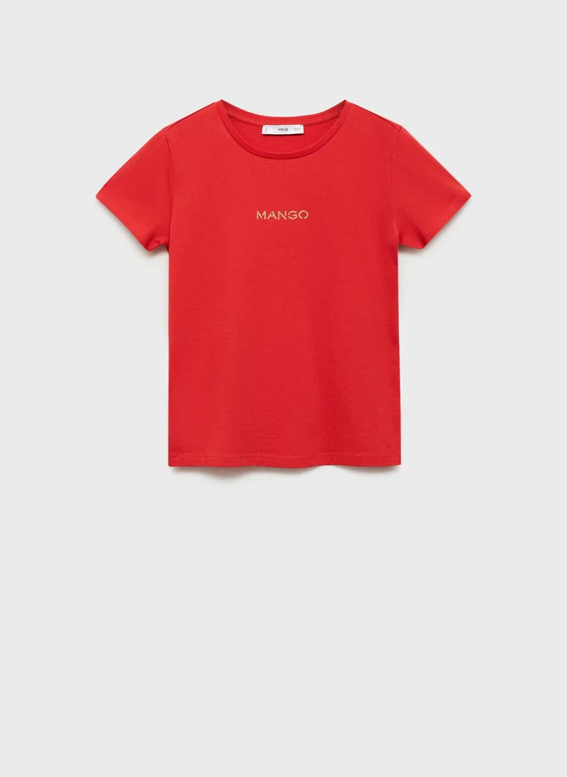 مانجو Logo Print Crew Neck T-Shirt