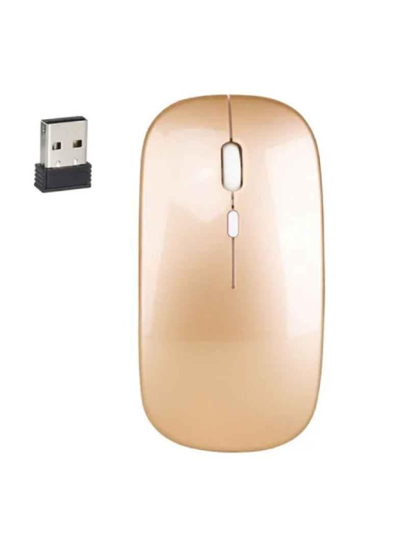 HXSJ M80 2.4 Ghz Wireless 1600Dpi Three Speed Adjustable Optical Mute Mouse Gold  - Image 2