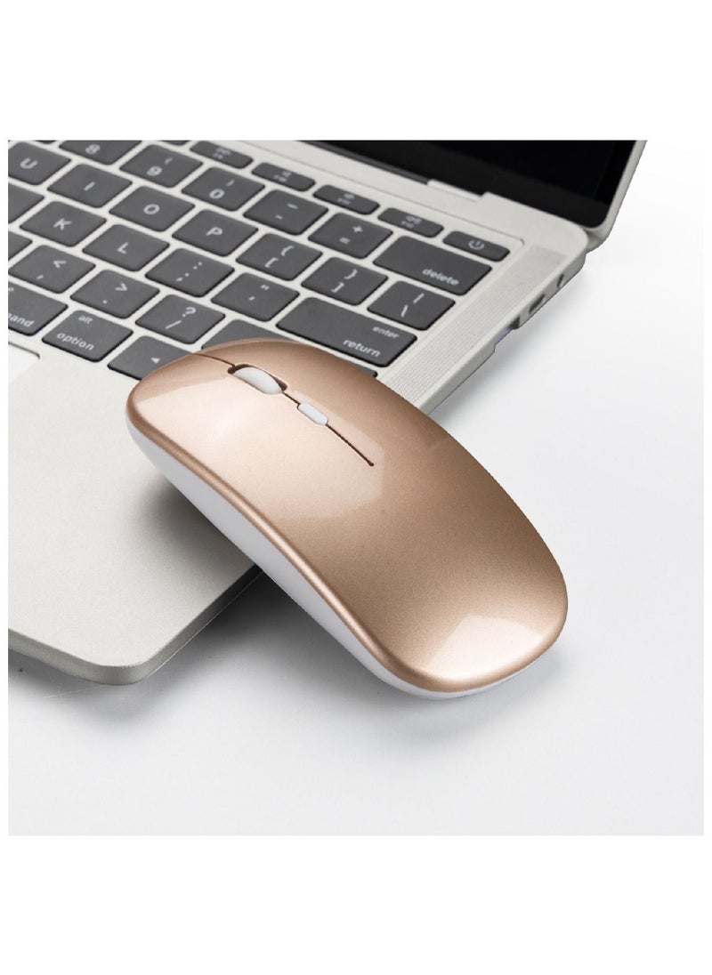 HXSJ M80 2.4 Ghz Wireless 1600Dpi Three Speed Adjustable Optical Mute Mouse Gold  - Image 5