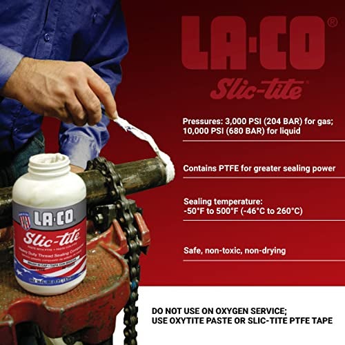 La-Co لا-كو 42029 سليك-تايت معجون ختم الخيوط الممتاز مع PTFE، من -50 إلى 500 درجة فهرنهايت، 1 باينت في جرة فرشاة-غطاء - Image 2