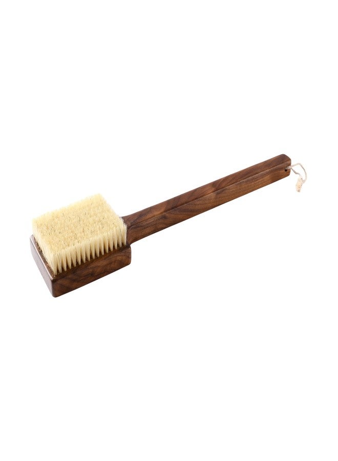 KOSMU Luxury Natural Walnut Wood Boar Bristle Body Brush | Exfoliating & Detoxifying for All Skin Type | Sweeps Away Dead Skin Cells for Luminous, Smooth Skin | for Wet and Dry Use (Long Handle) - Image 1