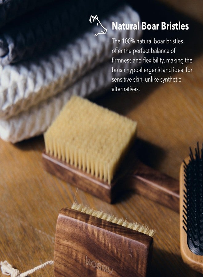 KOSMU Luxury Natural Walnut Wood Boar Bristle Body Brush | Exfoliating & Detoxifying for All Skin Type | Sweeps Away Dead Skin Cells for Luminous, Smooth Skin | for Wet and Dry Use (Long Handle) - Image 4
