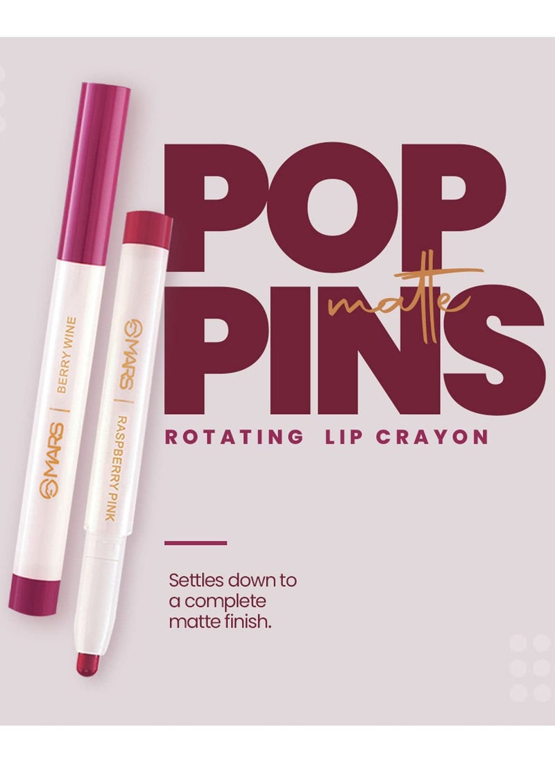 MARS Retractable Poppins Long Lasting Lip Crayon 02 CHERRY RED
