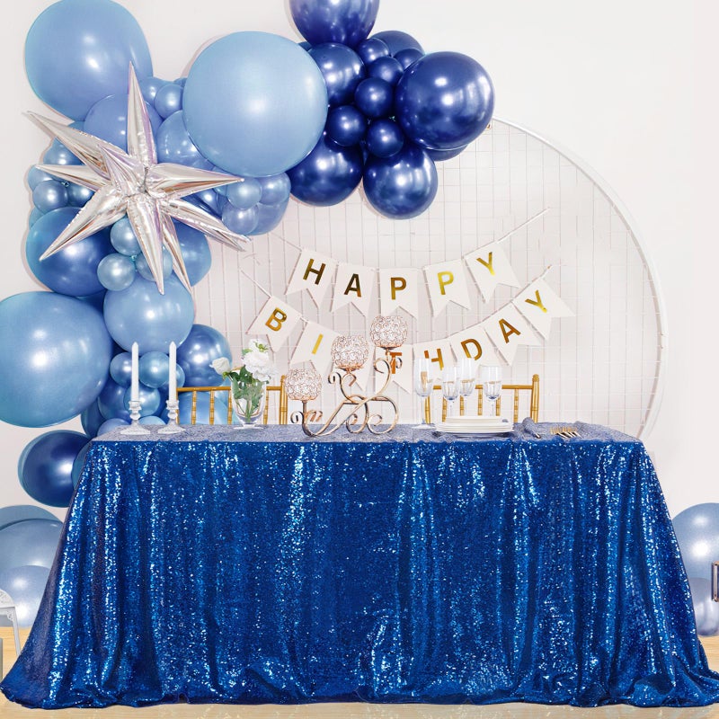 B.Cool B-COOL Sparkle Royal Blue Sequin Tablecloth Rectangle Table Cloth Linen Glitter Cake Table Cloth 50x80 Inch for Wedding Party Banquet Independence Day - Image 1
