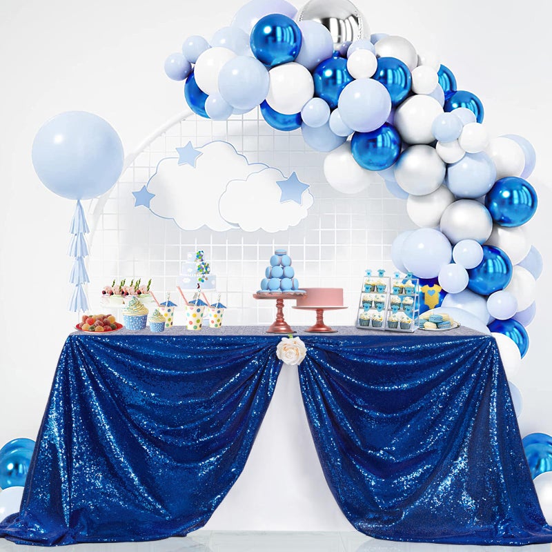 B.Cool B-COOL Sparkle Royal Blue Sequin Tablecloth Rectangle Table Cloth Linen Glitter Cake Table Cloth 50x80 Inch for Wedding Party Banquet Independence Day - Image 2