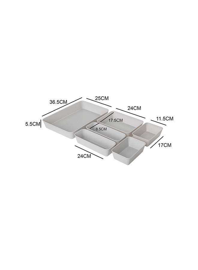 ايست من نون مجموعة من 6 صناديق تخزين بلاستيكية مخططة لتنظيم الأدراج والأدوات المنزلية وأدوات المطبخ والمكتب، باللون الرمادي - Image 3